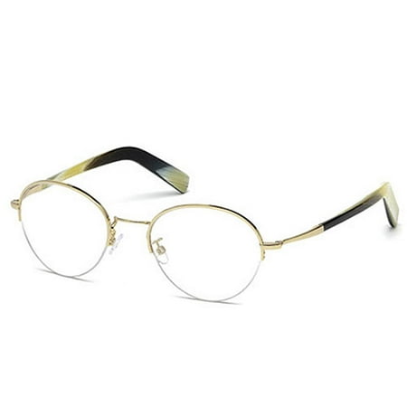 Tom Ford Unisex Eyeglasses FT5334-032 Round Gold Horn Semi-Rimless Frames