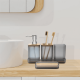 thumbnail image 3 of Xiao Hua Juego de accesorios de baño de 5 piezas, que incluye dispensador de jabón, jabonera, portacepillos de dientes, vaso para cepillos de dientes y bandeja para tocador (gris), 3 of 5
