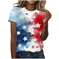 thumbnail image 1 of KIHOUT T-Shirt Graphique Imprimé pour la Fête de l'Indépendance pour Femmes, Mode Col Rond Manches Courtes Multicolore m, 1 of 4