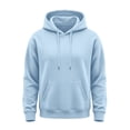 thumbnail image 6 of Men Hoodie Sweatshirt Pullover with Kangaroo Pocket Lightweight Casual Hooded Top Apparel for Spring Fall Wear Light Blue L, 6 of 6