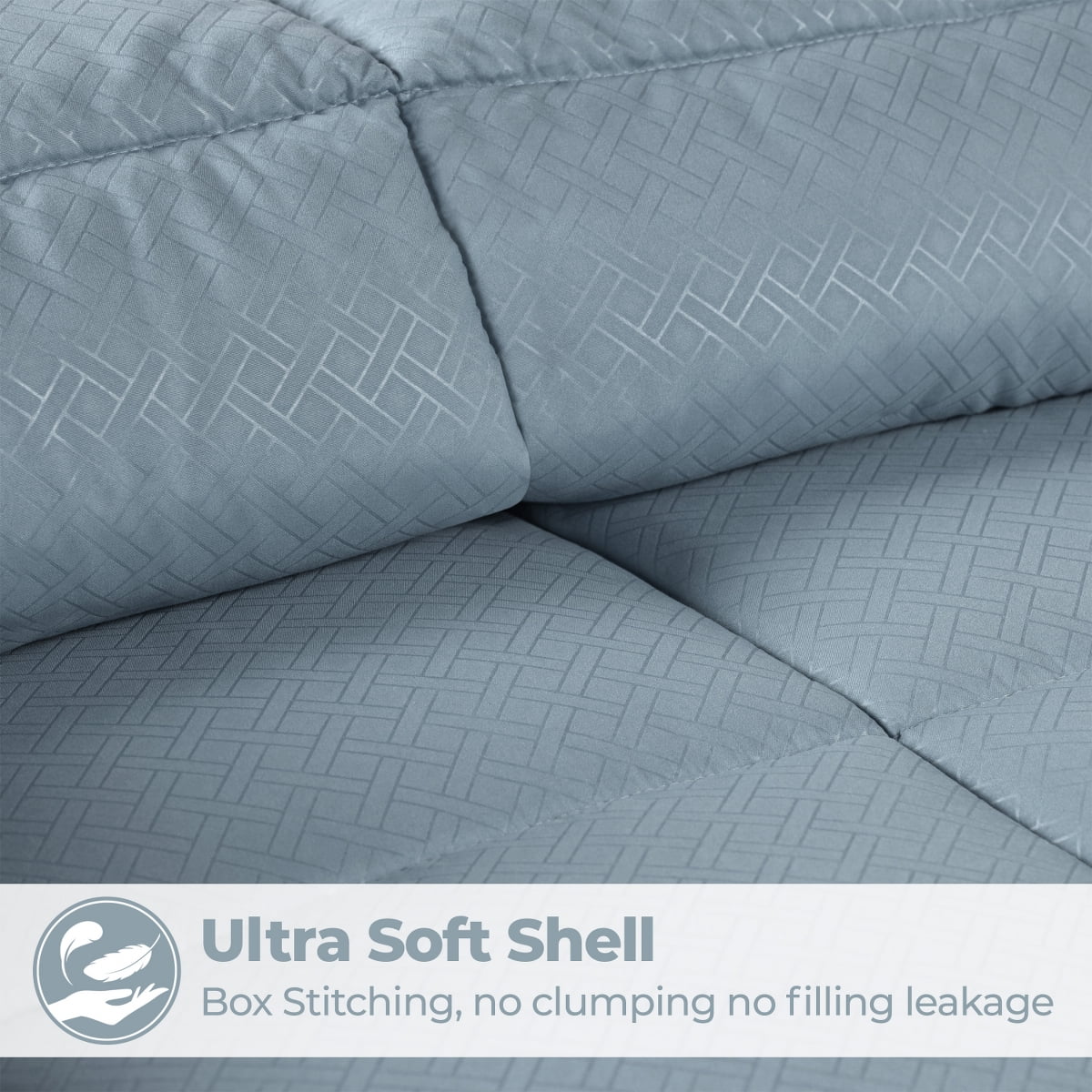 Superior Basketweave Plush Down Alternative Comforter, King, Smoke Blue
