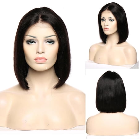 12 Inch Human Hair Closure Wig for Women – 4x4 Swiss Lace Wig | Natural Black Remy Human Hair | Glueless Full Head Coverage Wig for Hairline Baldness & Thinning Hair