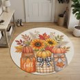 thumbnail image 3 of Round Area Rugs 4Ft, Bottle Pumpkins Fall Non-Slip Washable Circle Rugs Carpet, Thanksgiving Harvest Sunflowe Maple Indoor Outdoor Rug Floor Mats Throw Runner for Bedroom Living Room Bathroom, 3 of 8