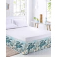 thumbnail image 2 of Teal Turtle Coastal Bed Skirt Cal King Size, Summer Beach Nautical Starfish Wrap Around Bed Skirting with Adjustable Elastic Strap, Dust Ruffled Pleated Bedskirts 18 Inch Drop for Bedroom Beds, 2 of 9