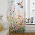 thumbnail image 6 of Spring Floral Sheer Curtains 45 Inches Long, Hummingbird Summer Botanical Watercolor Light Filering Curtains, Breathable Simi Curtain Privacy Drapes for Kitchen Bathroom Small Window Treatment, 6 of 9