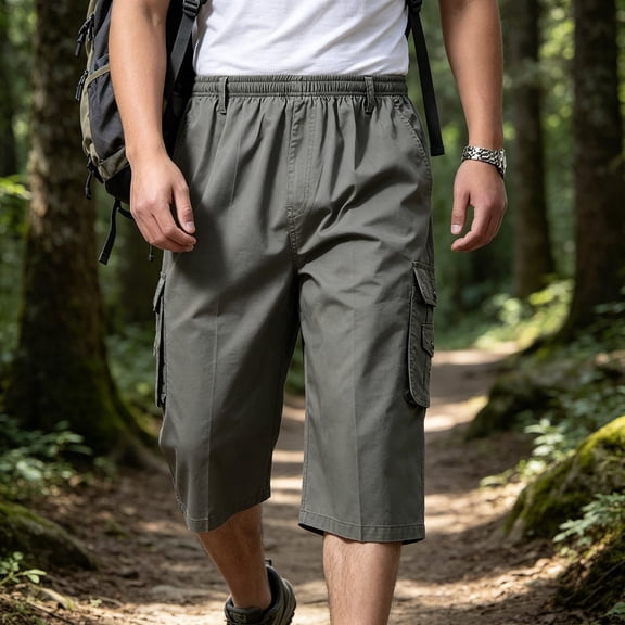 SOOMLON Cargo Shorts for Men Below the Knee Workout Shorts with Multiple Pockets Chino Shorts Comfy Workout Shorts