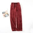 thumbnail image 6 of Hearthz Women Fleece Pajama Bottoms Wine Soft Fuzzy Elastic Waist Wide Leg Sleep Pants with Pockets Fall Winter Warm Pj Bottoms for Women, 6 of 8