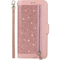 thumbnail image 6 of Wallet Case for Samsung Galaxy S9,Magnetic Handbag Zipper Pocket PU Leather Flip with 9 Card Slots and Wrist Strap Folio TPU Inner Stand Case for Samsung Galaxy S9 - Rose Gold, 6 of 14