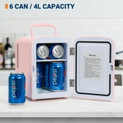 Mini Fridge, 6 Can 4 Liter Portable Electric Cooler, AstroAI Personal Refrigerator Skincare for Bedroom DC/AC, for Gift