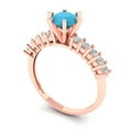 thumbnail image 2 of Clara Pucci 14K Rose Gold Solid Gold Turquoise Solitaire with Accents Anniversary Ring for Women - 1.05 cttw Round Cut, 2 of 8