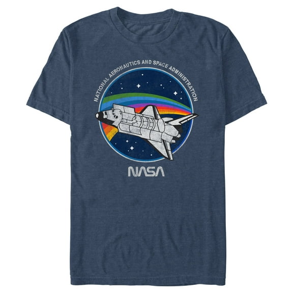 Men's NASA Space Shuttle Rainbow Path Distressed Graphic T-Shirt