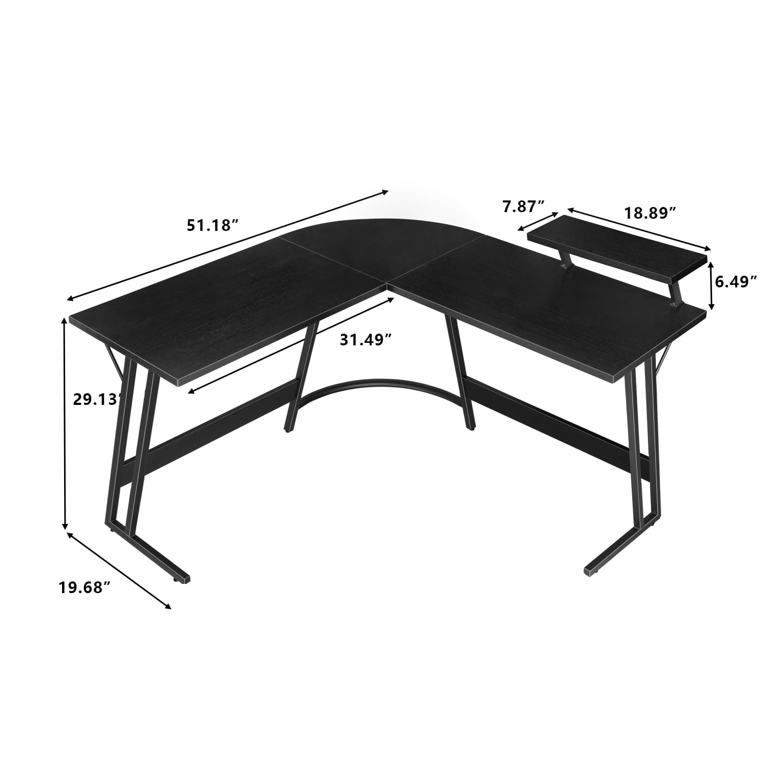 Lacoo Home Office Writing Desk Modern L-Shape Computer Desk, Black