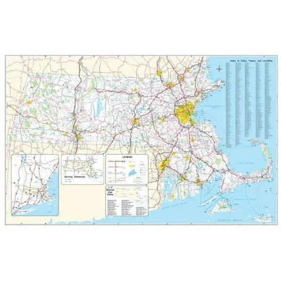 36x55 Massachusetts State Official Executive Laminated Wall Map