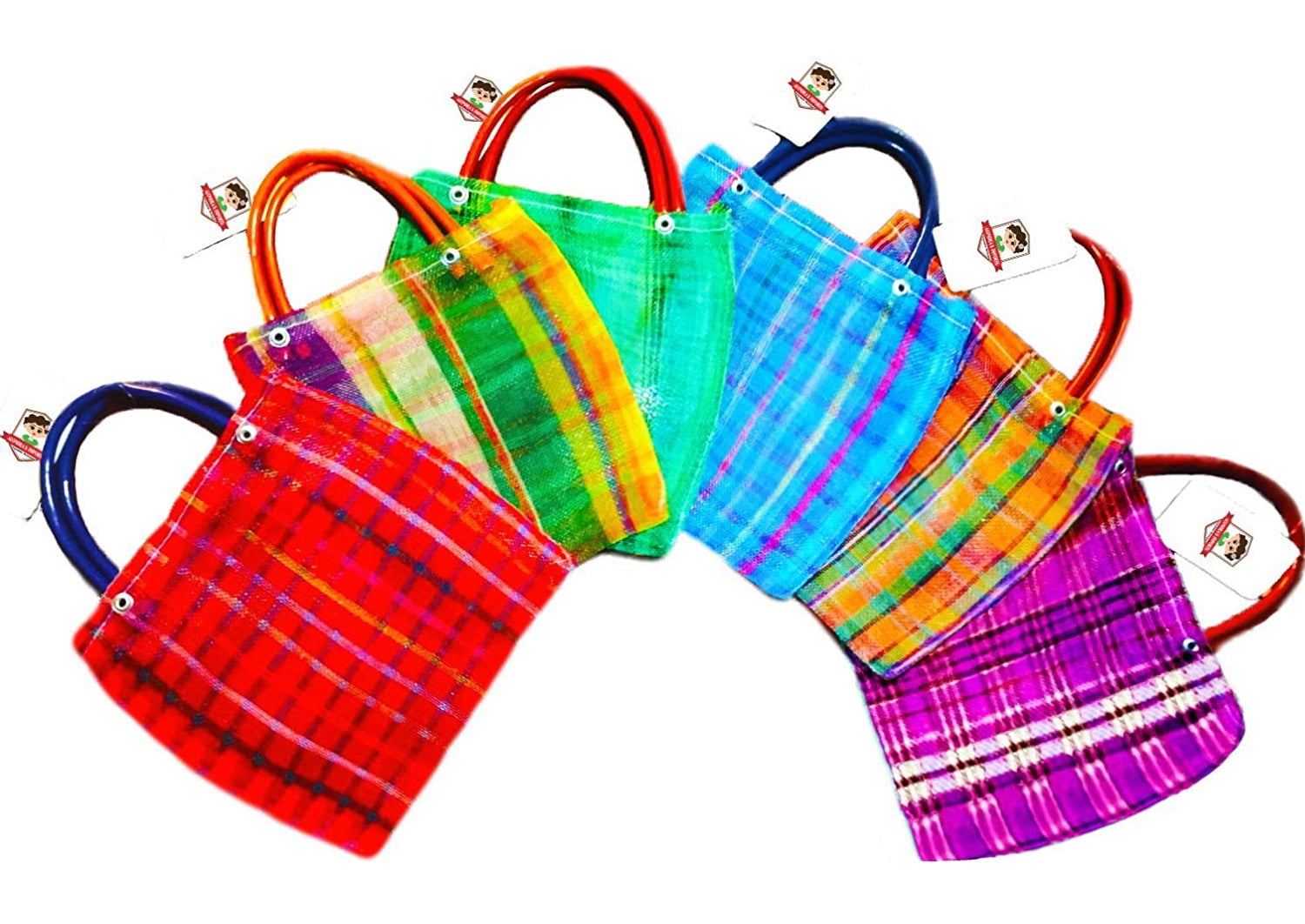 Set of 12 Mexican Market Bags Small Mercado Goodie Bags 7.X7" Candy Bags 