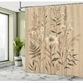 thumbnail image 2 of Ambesonne Tan Shower Curtain, Minimalistic Monochrome Floral, 69"Wx70"L, Ecru Sepia Almond, 2 of 4