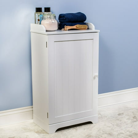 free standing white bathroom floor storage cabinet organizer adjustable  shelf