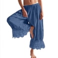 thumbnail image 4 of GigrtiJin Women's Wide Leg Pants Lace Hem Flowy Loose Pants Womens High Waisted Drawstring Casual Loungewear Beach Vacation Trousers, 4 of 5