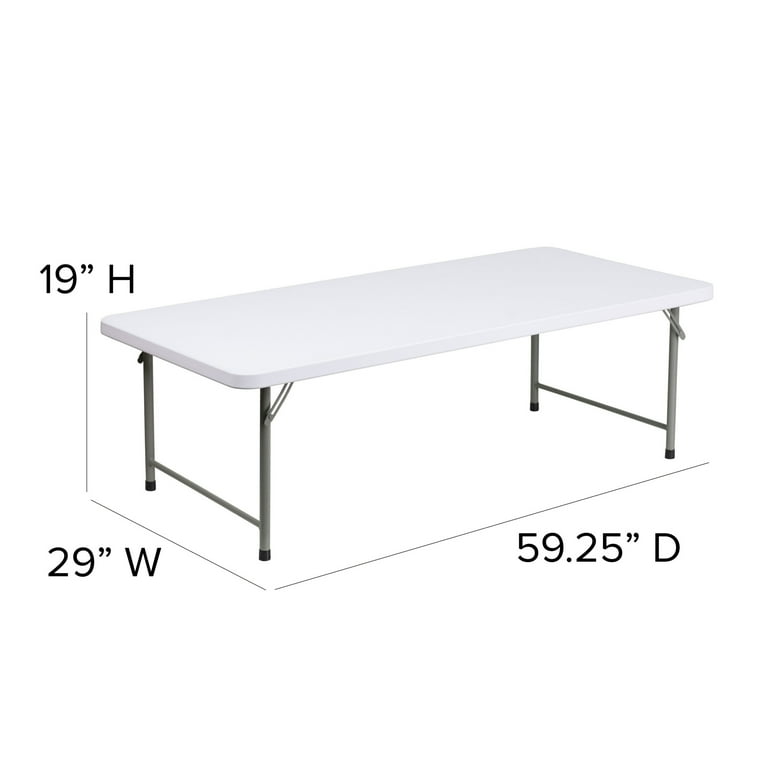 Flash Furniture 29-in x 59.25-in Outdoor Rectangle Plastic White Folding Table