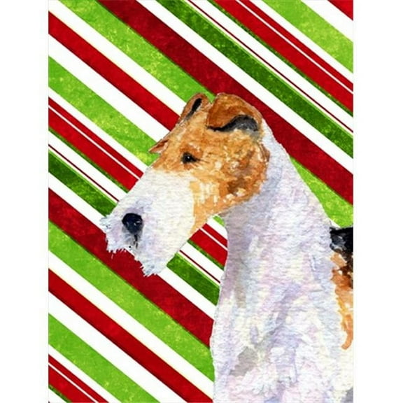 11 x 15 In. Fox Terrier Candy Cane Holiday Christmas Flag, Garden Size