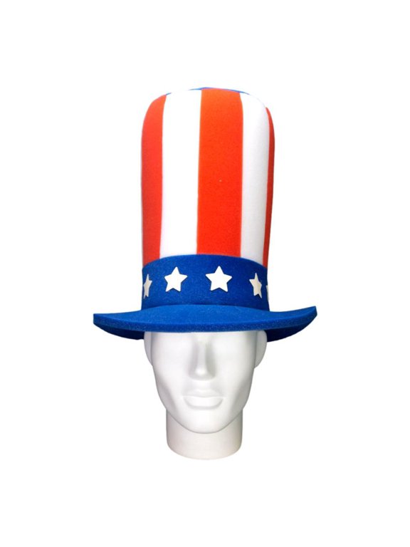 Funny Silly Mens Patriotic Uncle Sam USA American Flag Top Hat for Independence Day, 4th of July Dad Hat or Crazy Hat Day, USA Top Hat