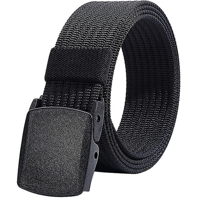 Cinturón de nailon para hombre - Hebilla de plástico negra - Cinturón de trabajo totalmente ajustable