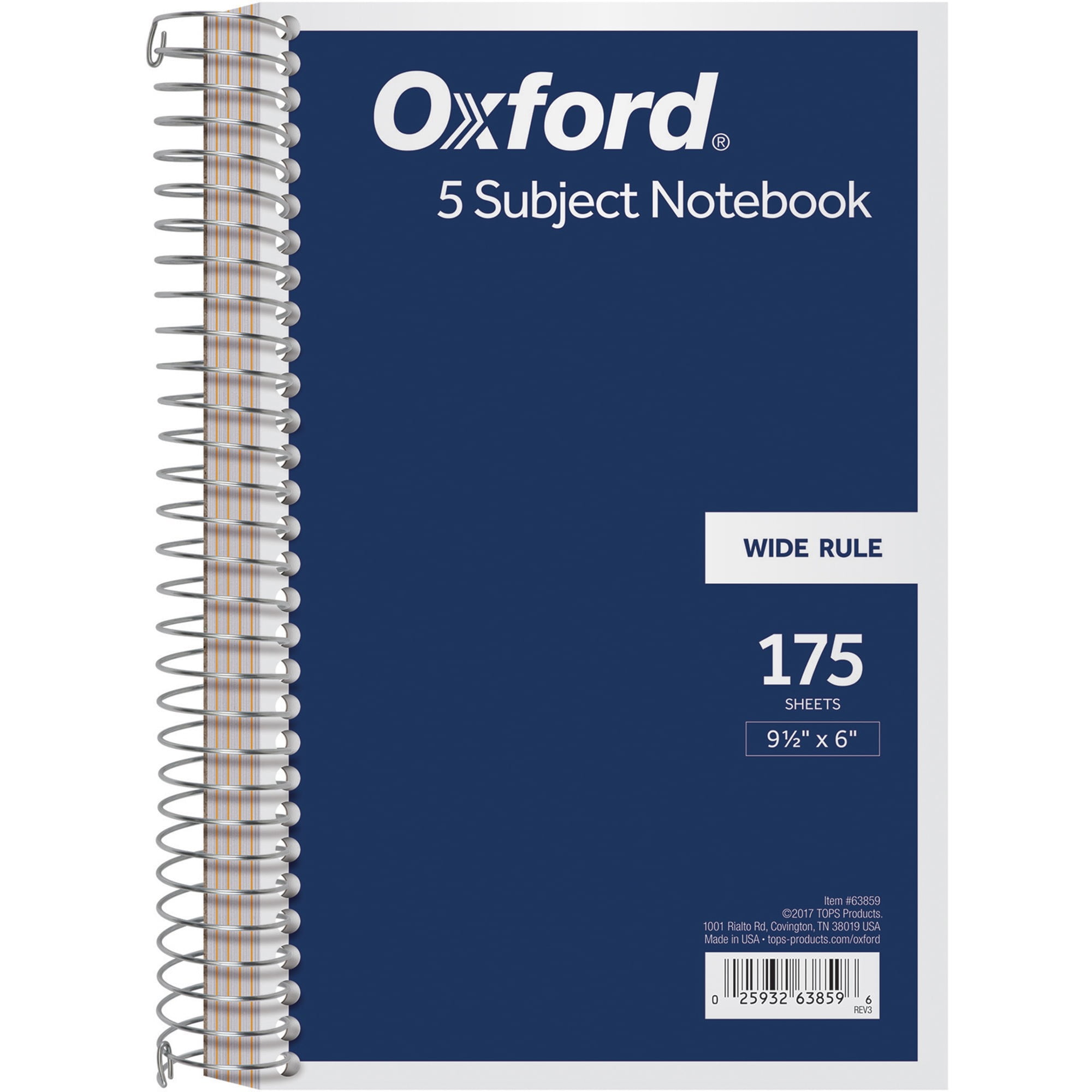 TOPS, TOP63859, 5 Subject Wirebound Notebook, 1 Each