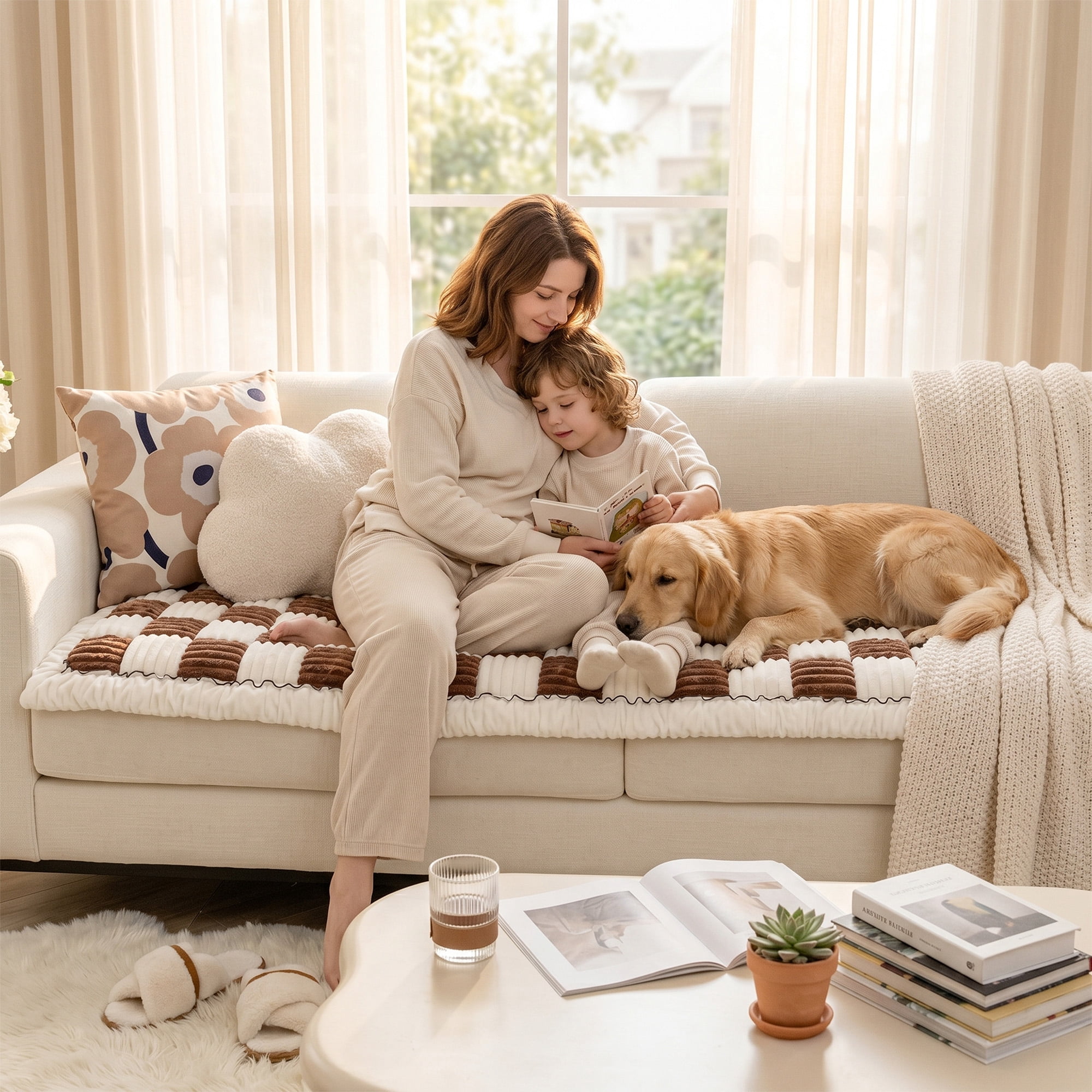 Sanmadrola Couch Cover Sofa Cover Slipcover Furniture Protector for Dog Cat Pet Non Slip Cushion Couch Sofa Covers