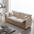 thumbnail image 3 of Williamspace 70" Loveseat Sofa Couch, Modern Upholstered 2 Seat Sofa, Sectional Sofa Couch with 4 Toss Pillows, Deep Seat Chenille Fabric Loveseat for Living Room Apartment, Beige, 3 of 7