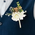 thumbnail image 4 of Efavormart 2 Pack White Silk Rose Boutonniere With Pin, Real Touch Artificial Flower Pocket Square - 5", 4 of 9