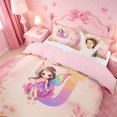 thumbnail image 3 of meiyoeat Watercolor Ombre Monogram J Bedding,Cute Cartoon Princess Elf Duvet Cover Full For Girl,Pink Reversible,3-Piece,1 Duvet Cover and 2 Pillowcases, 3 of 6