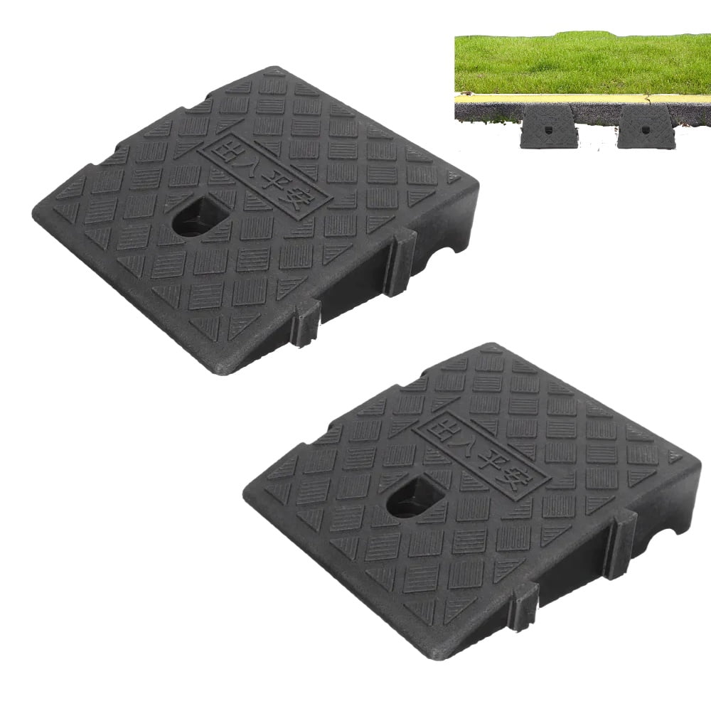 2 Packs Plastic Threshold Ramp – Lightweight Portable Slope for Wheelchairs, Walkers & Mobility Scooters, Non-Slip Surface for Indoor and Outdoor Use