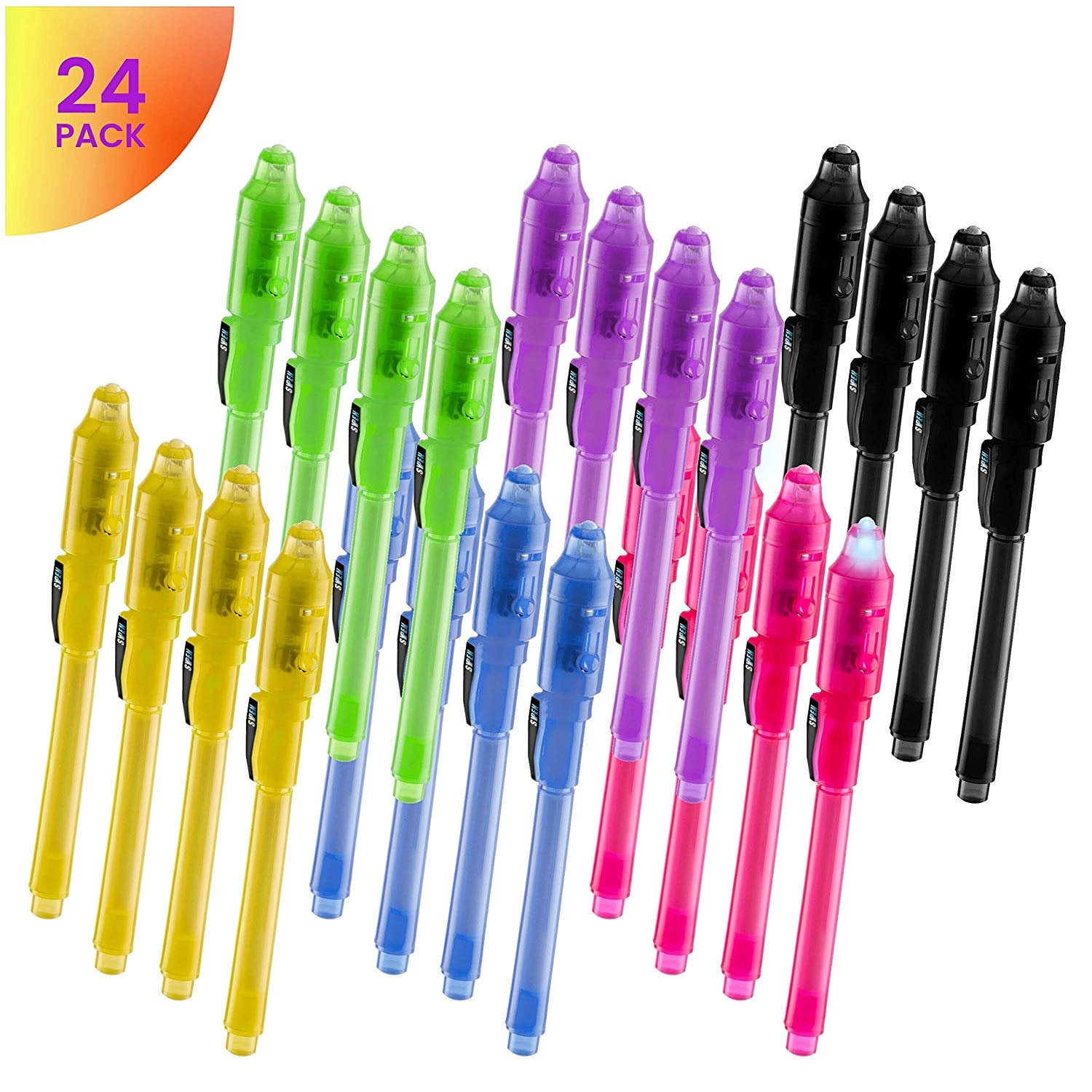 Random Color STOBOK 8pcs Invisible Ink Pen Secret Spy Message Disappearing Writer Currency Checking Pen with UV Light 