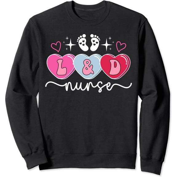 Colorful Hearts L&D Nurse Sweatshirt for Valentine's Day Celebration