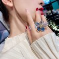 thumbnail image 6 of Adjustable Gold Plated Flower Ring with Gemstone Inlay Copper Statement Jewelry Exaggerated Petal Design Gifts, 6 of 6
