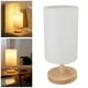 thumbnail image 3 of Lámpara de mesita de noche sencilla, lámpara LED regulable de tela Retro, mesita de noche de madera para dormitorio, 3 of 10