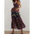 thumbnail image 6 of Mevireiy Women Y2K Flowy Smocked Maxi Dress Sleeveless Tie Shoulder Boho Floral Beach Sundresses, 6 of 7