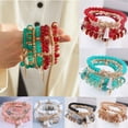 thumbnail image 5 of JINLUO 6Sets Boho Bohemian Bracelets Stackable Layered Beaded Crystal Bead Bracelets for Women Multicolor Multilayer Handmade Natural Stone Jewelry Holiday Gifts, 5 of 7