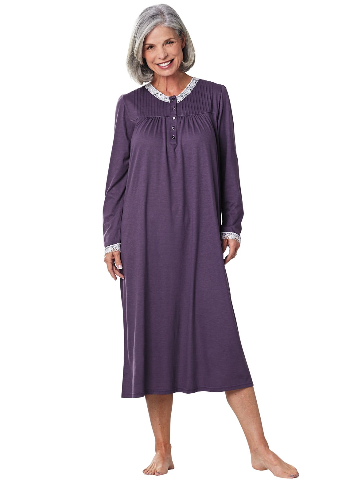 Lace Henley Nightgown by Cozee Corner
