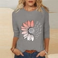 thumbnail image 2 of Jsaierl 3/4 Length Sleeve Womens Tops Summer Round Neck Shirts Dressy Print Ladies Blouses Work Elegant T-shirts Top S-5XL, 2 of 7