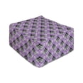 thumbnail image 1 of Plaid Rectangle Pouf, Continuous Print of Squares Lines Stripes Illustration in Purple Tones, Foot Stool for Living Room Office Ottoman with Cover, 25", Lavender Violet Dimgray, by Ambesonne, 1 of 4
