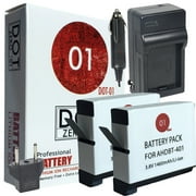 Angle View: 2x DOT-01 Brand 1460 mAh Replacement GoPro AHDBT-401 Batteries and Charger for GoPro HERO4, HERO BLACK, HERO SILVER Camcorder and GoPro AHDBT401