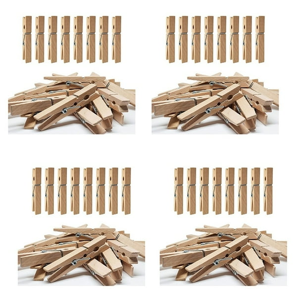 200X Pinzas de Ropa para Exteriores Resistentes con Resorte, Pinzas de Madera para Manualidades y Ropa para Colgar en el Tendedero de LavanderíA