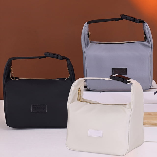 Xihbxyly Bolsa Aislante para Lonchera, Diseño de Gran Capacidad, Elegante y Portátil, Aislante para Controlar La Temperatura, Ideal para Oficina y Escuela, Material Duradero, Beige/Gris, 23 X 22 X 14