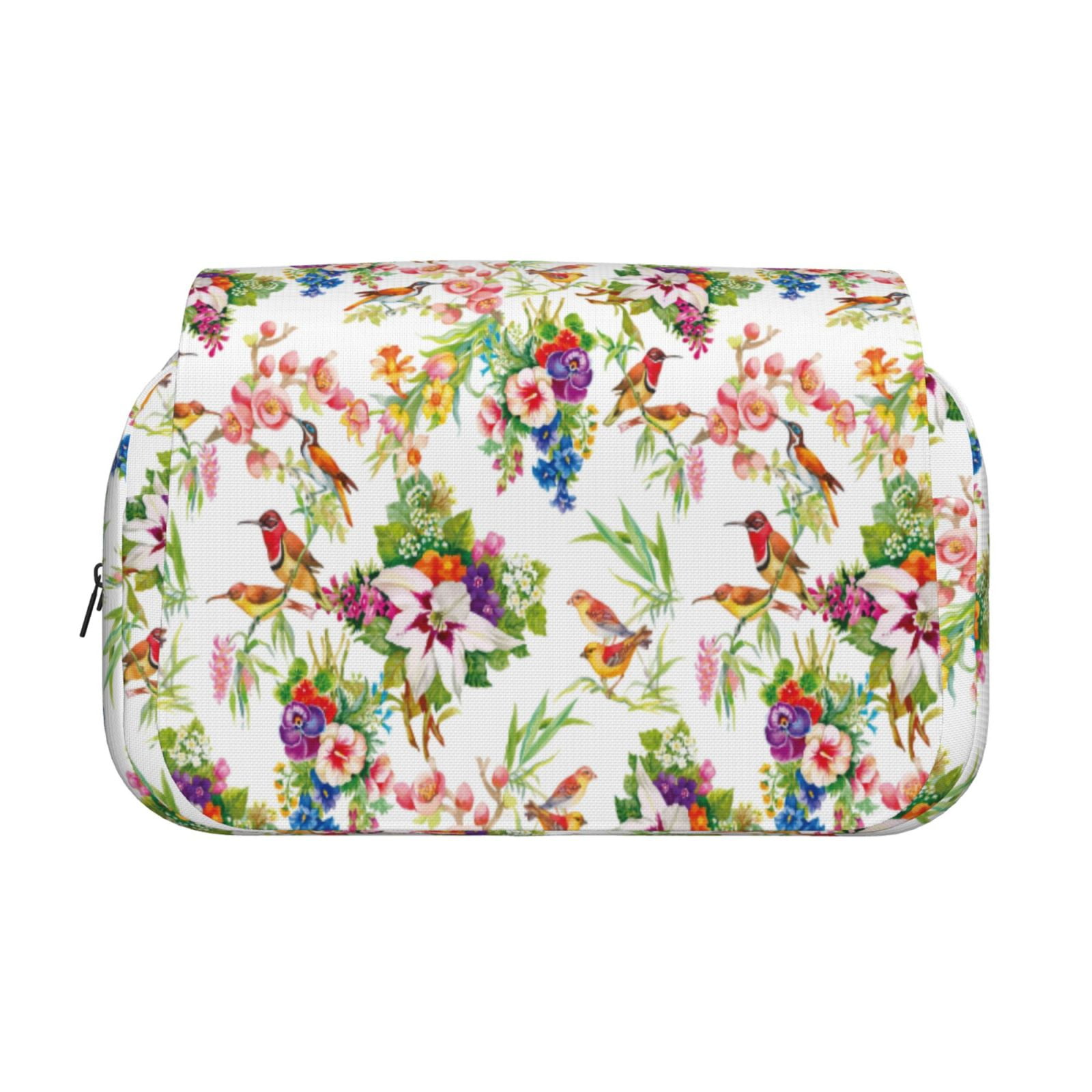 Rateoe Birds And Flowers Pattern Double Clamshell Pen Case, Storage Organizer with Two Zipper Compartments– Holds Up to 50 Pencils & Pens