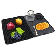 Bar Mat, Bar Accessories, Multifunctional Folding Cocktail Mat with Cutting Board 18"x12", Countertop Drying Mat for Home Bar Bartending, Outdoor Camping Travel