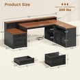 thumbnail image 2 of 59" Farmhouse L Shaped Computer Desk with 2 Drawers and Storage Cabinet, Wood Corner Office Desk for Home Office, 2 of 7