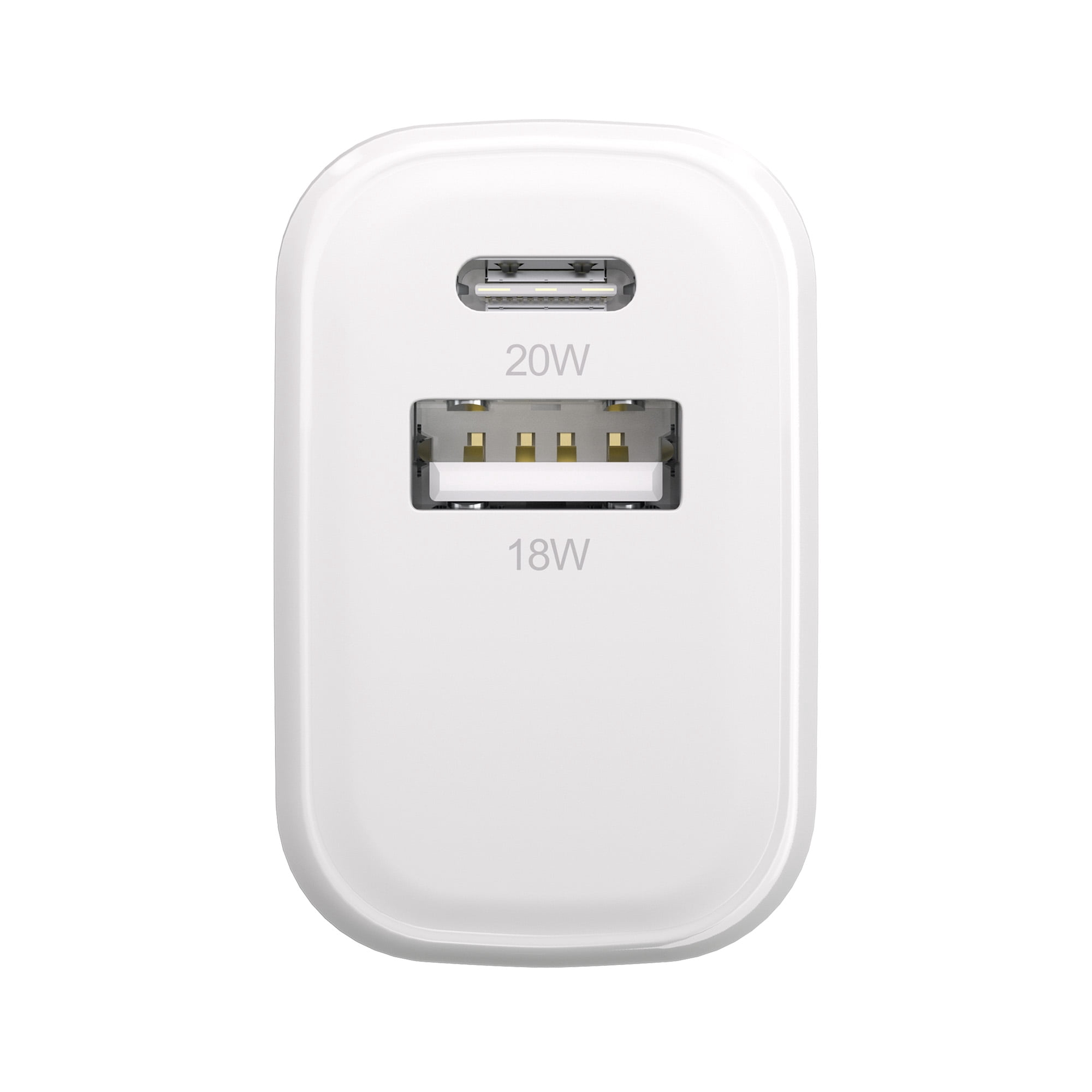 Powertek 20W USB-C PD + USB-A Dual Port Wall Charger, White