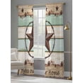 thumbnail image 3 of Sheer Curtains 84 inches Long 2 Panels Set Farmhouse Vintage Light Filtering Sheer Drapes Rod Pocket Window Curtains for Living Room/Bedroom, Farm Star Bless Our Home Brown Green, 3 of 8