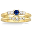 thumbnail image 2 of 1.5 Carat Round Shape Blue Sapphire And Moissanite Diamond Affordable Bridal Set On 10K Yellow Gold, Promise Ring, Anniversary Gift, 2 of 2