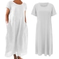 thumbnail image 4 of WILLBEST Vêtements d'Assemblage pour Femmes Robe Décontractée Unie à Manches Courtes Col Rond Ample avec Poches, 4 of 4